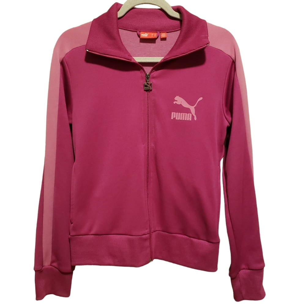 Women's Vintage Pink Puma Zip up Track Jacket Medium